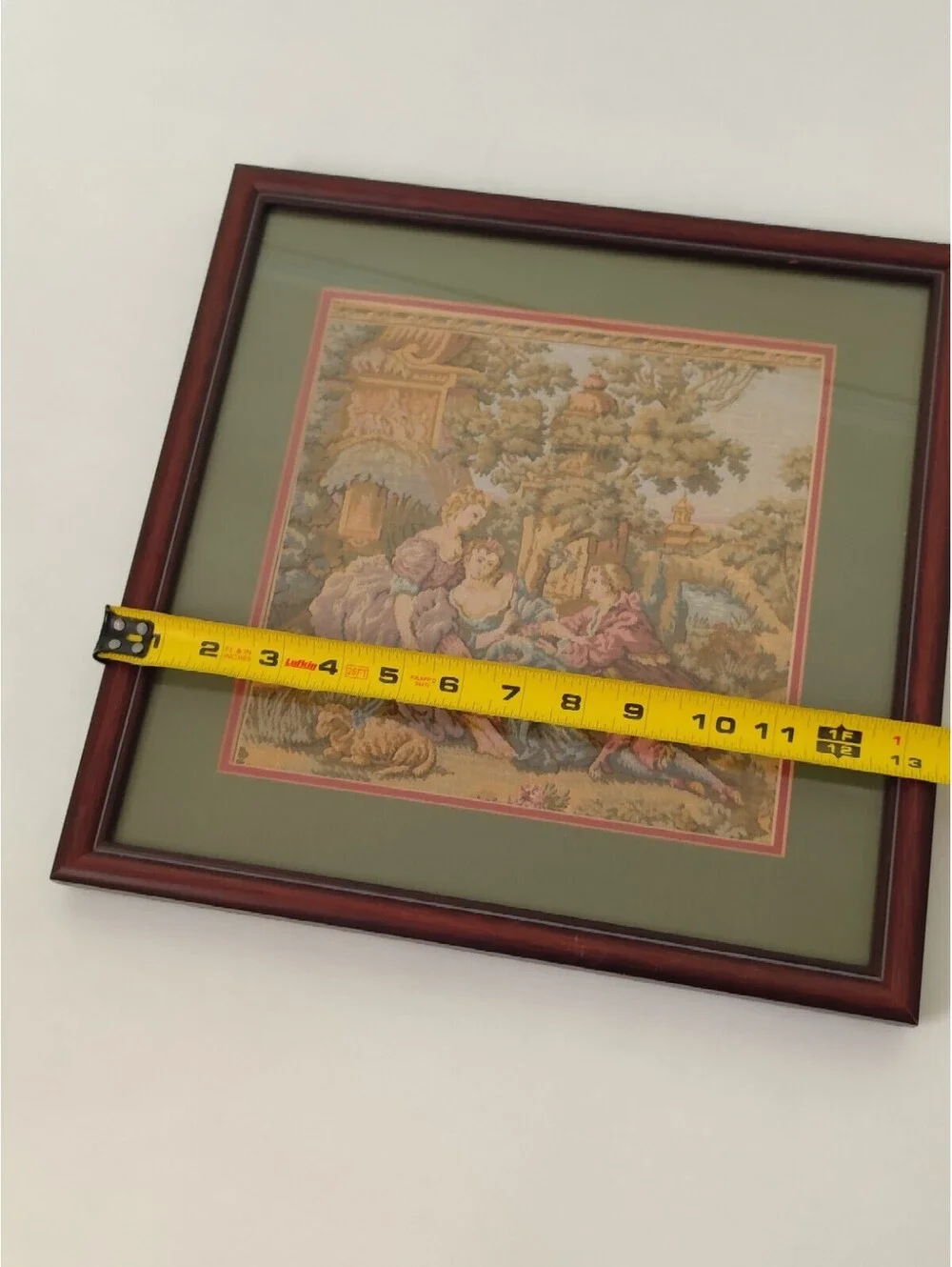 Vintage France Gobelin  Tapestry Versailles Victorian Garden Scene 13